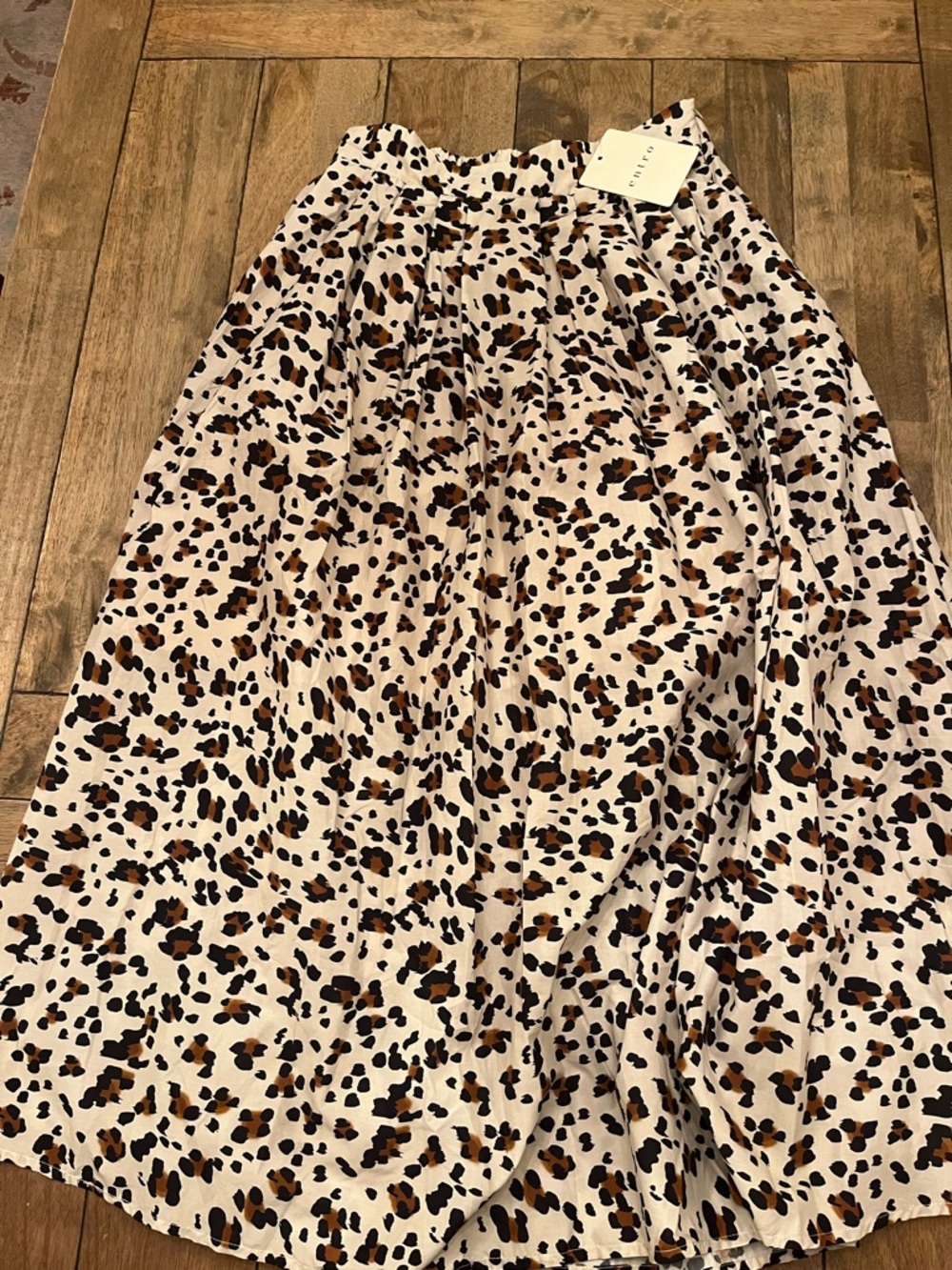 NWT entro Leopard Print Maxi Skirt in Cream, Brown and Black